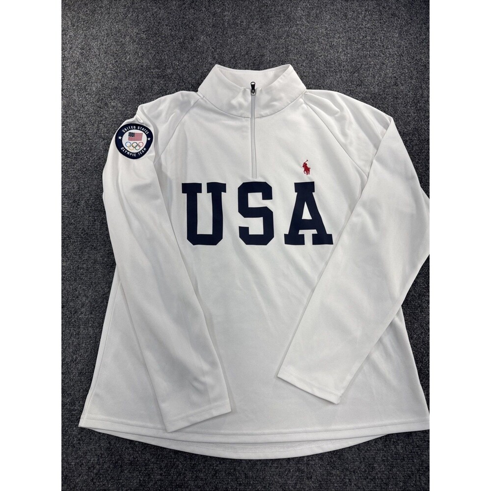 Polo Ralph Lauren Team USA 2020 Olympic Mesh Pullover Men’s L White 1/4 Zip